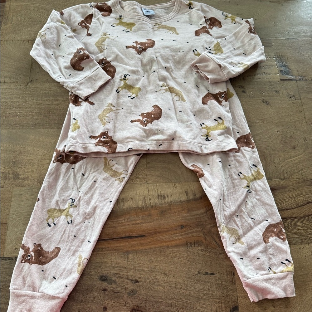 Petit Bateau fleece pink animal pyjamas set size 5 years